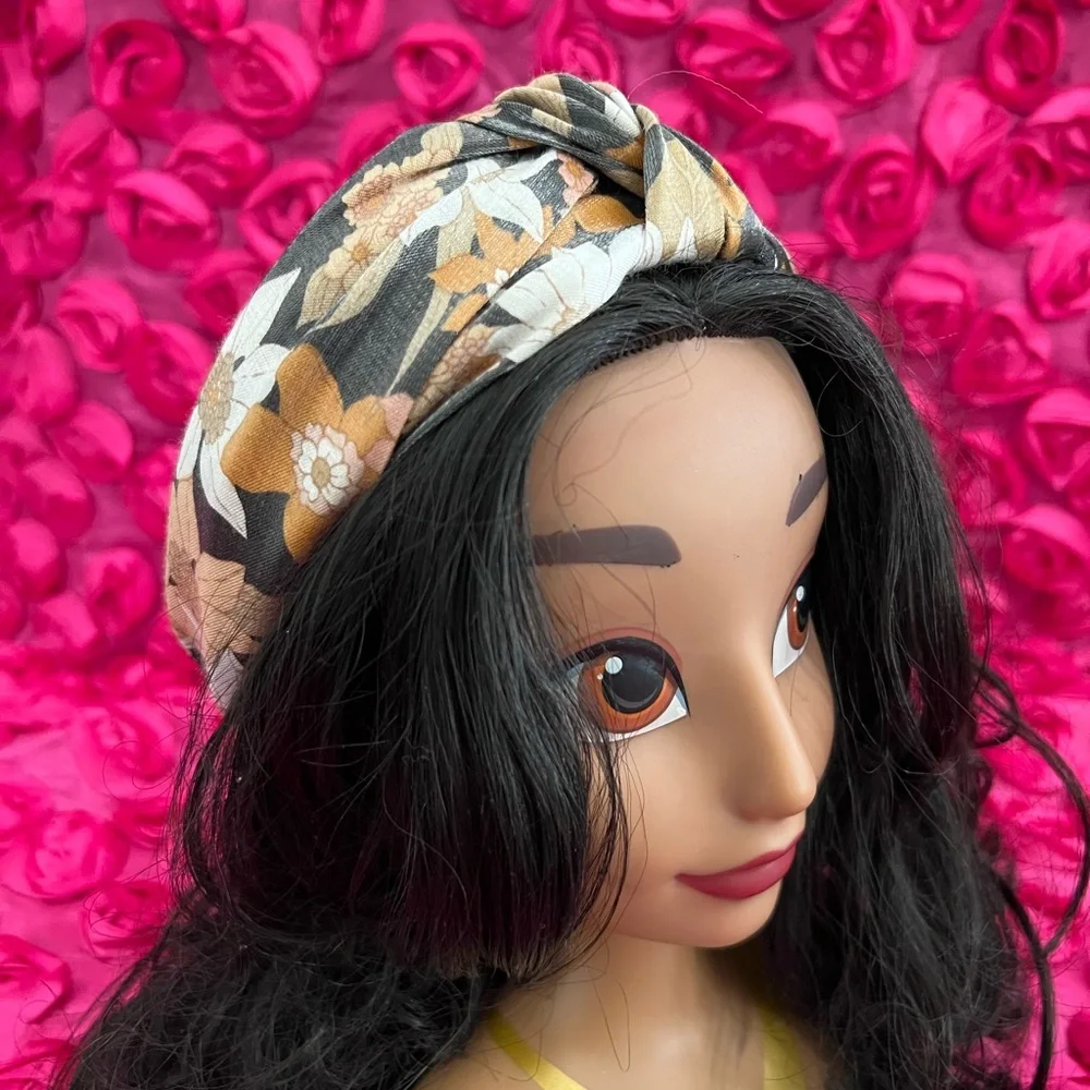 Tasha Floral Twist Knot Headband In Black | ModeSens